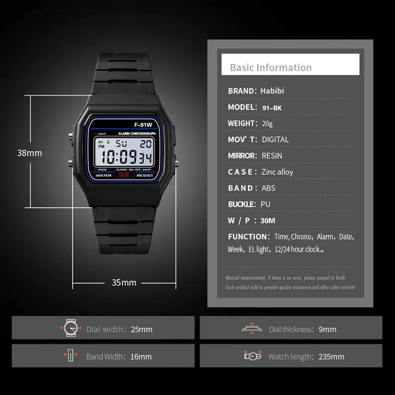 Электронные часы F-91W LED для – обзор и цена Outdoor Sport Watch